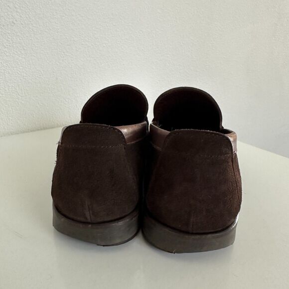 Vintage Salvatore Ferragamo Suede Penny Loafer Gold Buckle Brown Men\'s Size 8 main image 5
